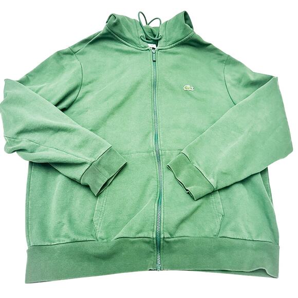 Lacoste Unisex Long Sleeve Hooded Sweatshirt Sweater 100% Cotton Green Size XXL